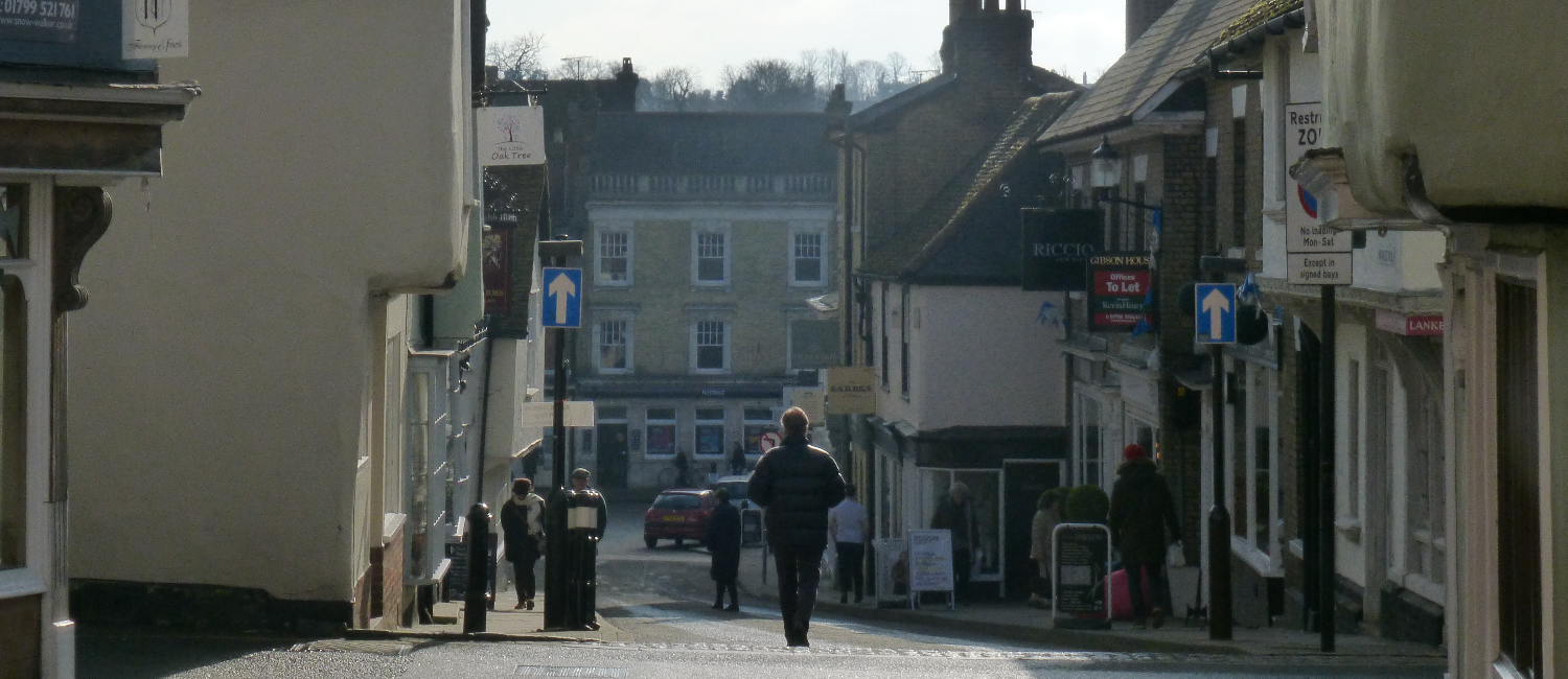 People walking down a street in Saffron Walden